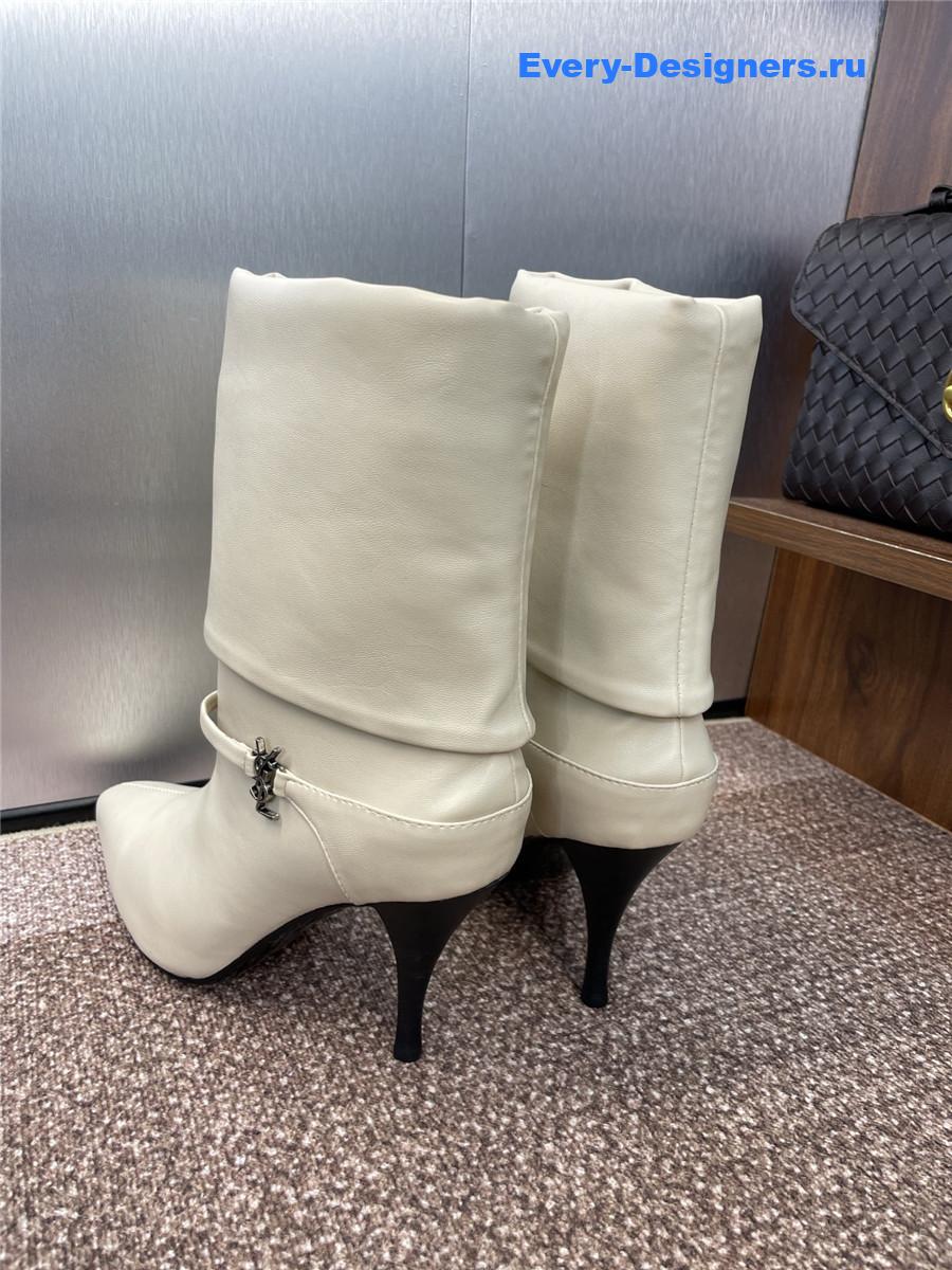 Sa1nt Lau*nt white buckle ankle boots