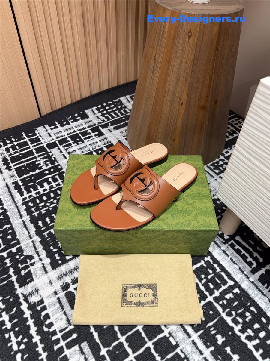 Gvc*1 gg brown leather sandals