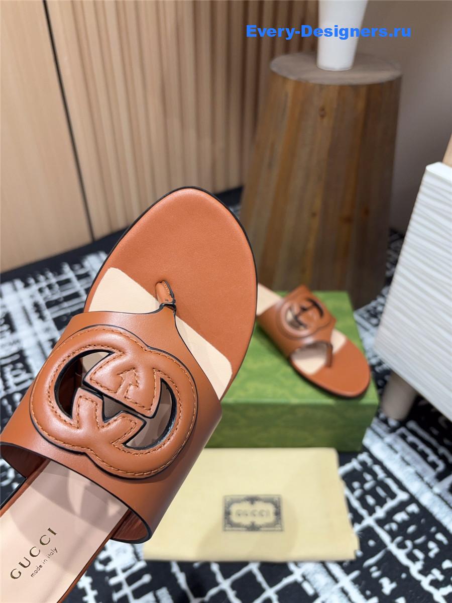 Gvc*1 gg brown leather sandals