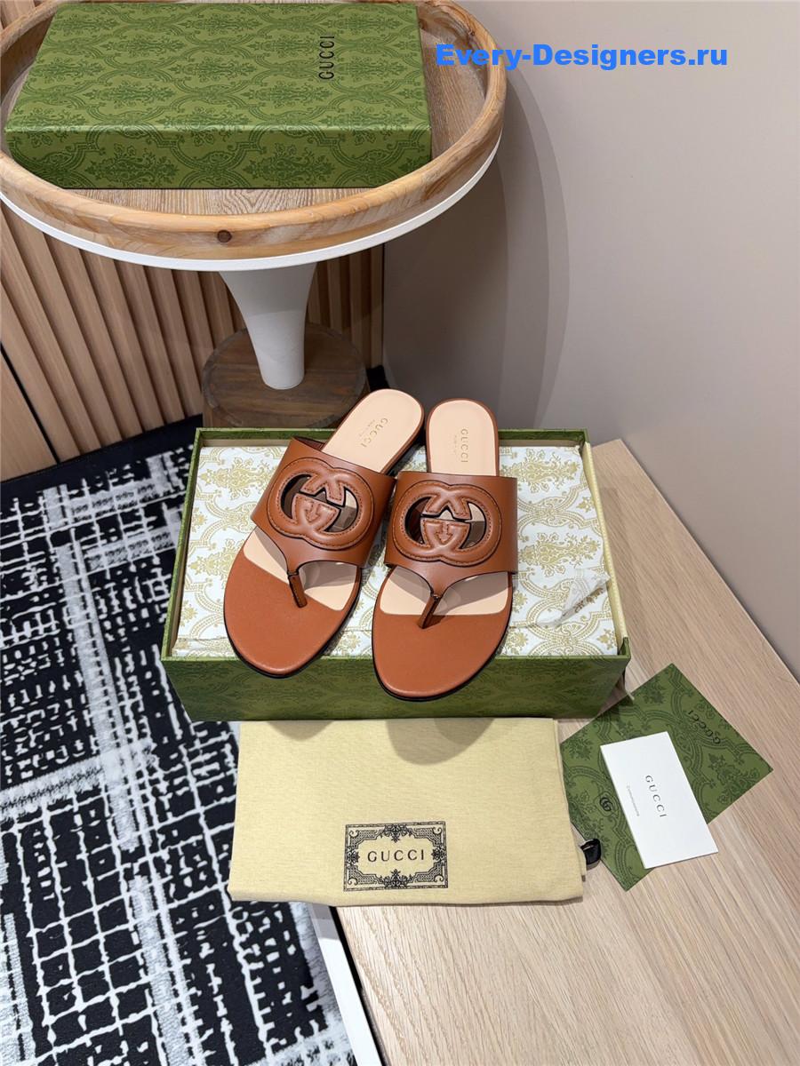 Gvc*1 gg brown leather sandals