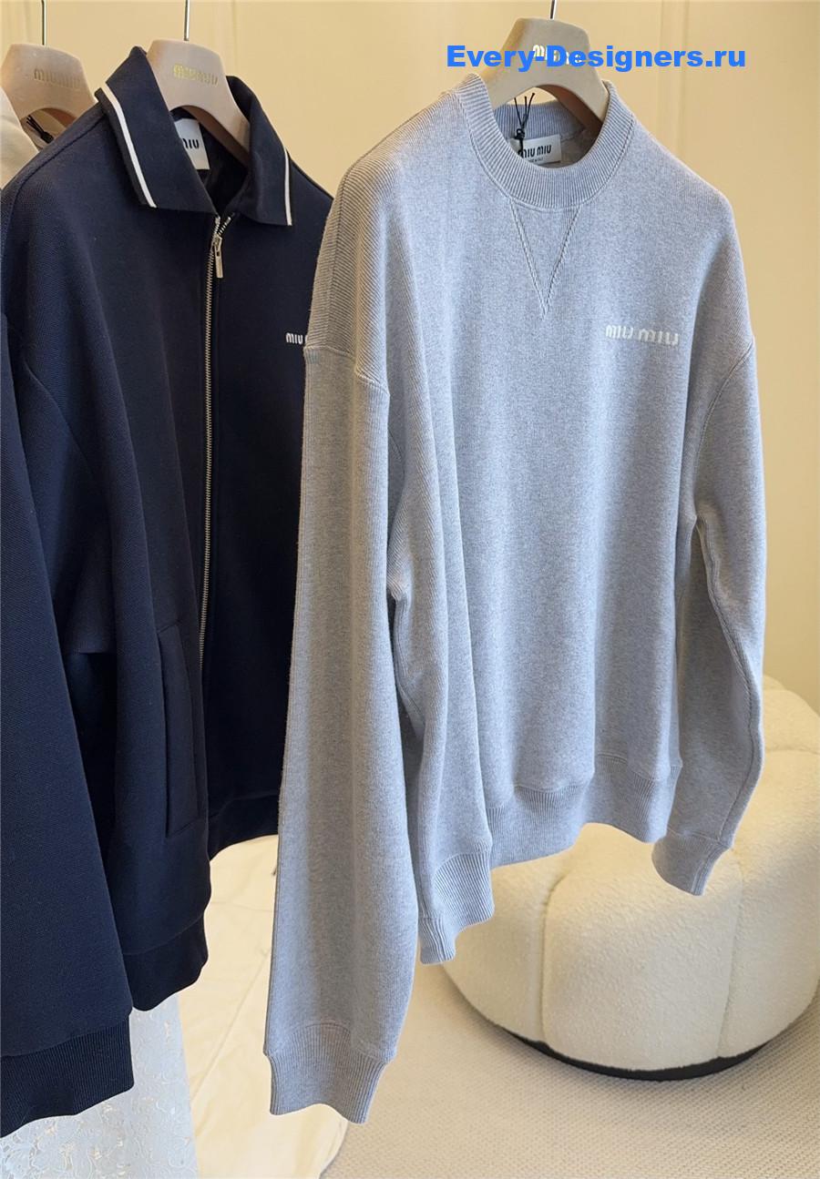 Miu Miu Grey Embroidered Sweatshirt