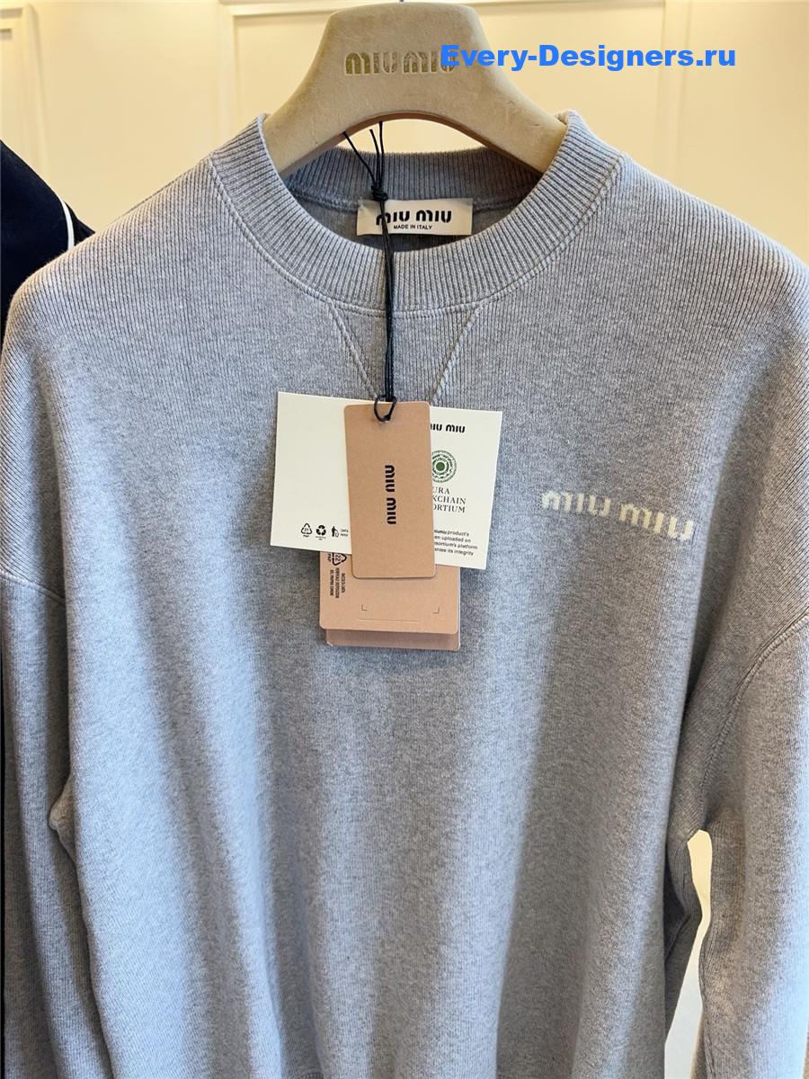 Miu Miu Grey Embroidered Sweatshirt