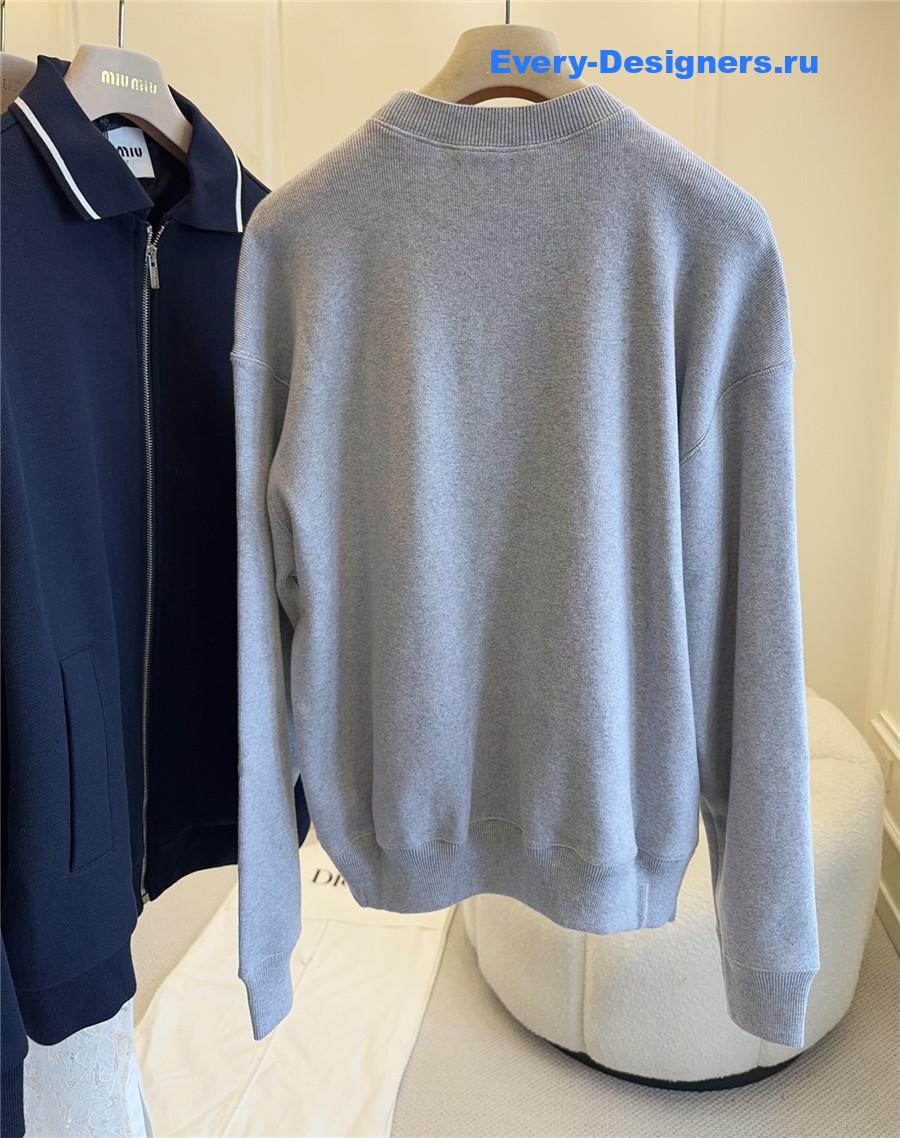 Miu Miu Grey Embroidered Sweatshirt
