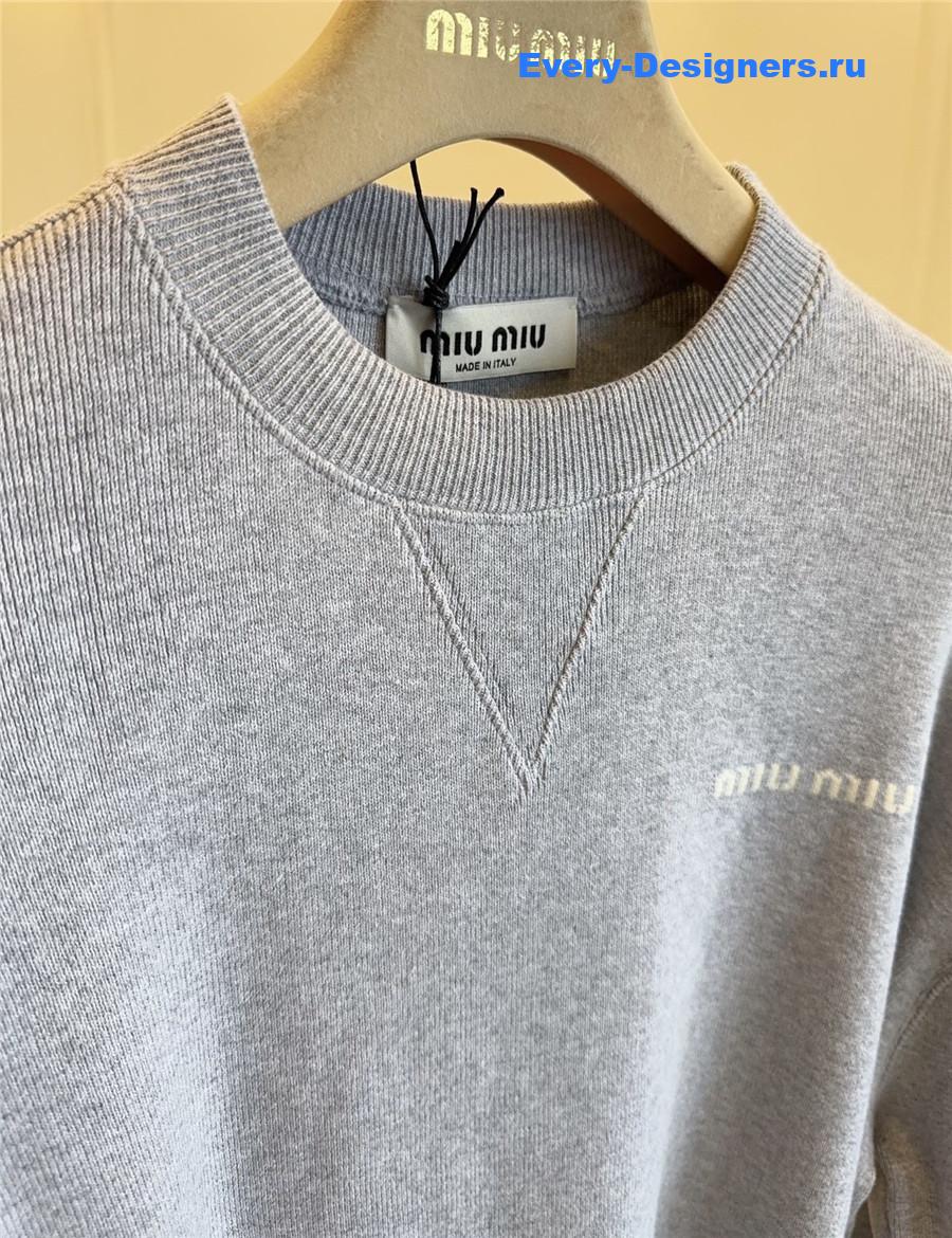Miu Miu Grey Embroidered Sweatshirt