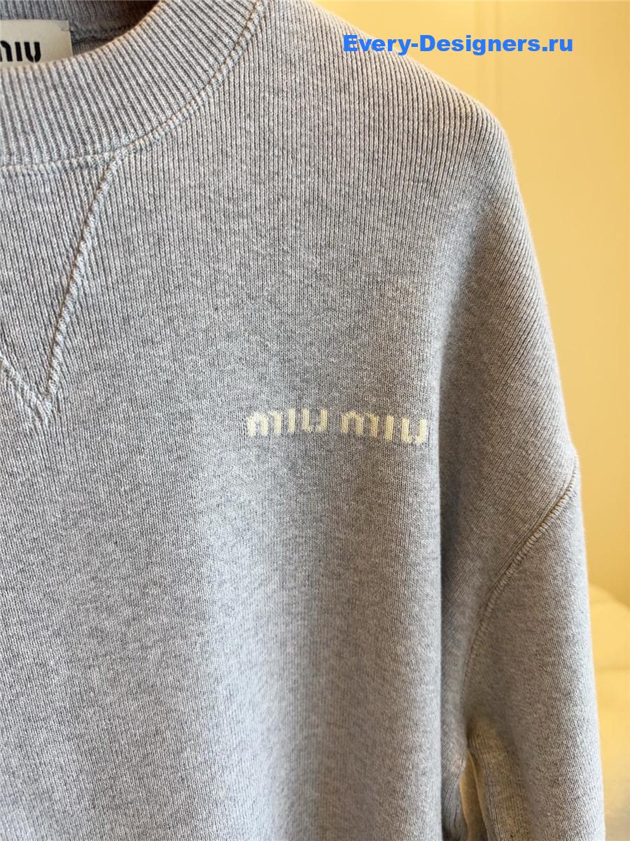 Miu Miu Grey Embroidered Sweatshirt