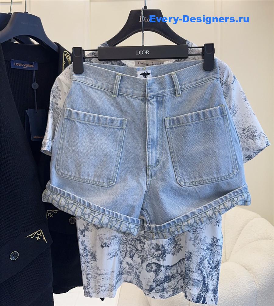 D10r printed denim shorts