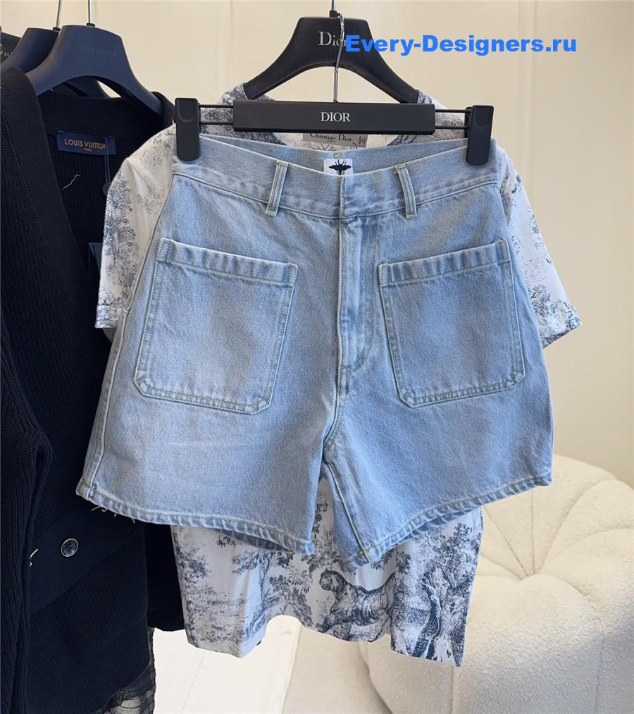 D10r printed denim shorts