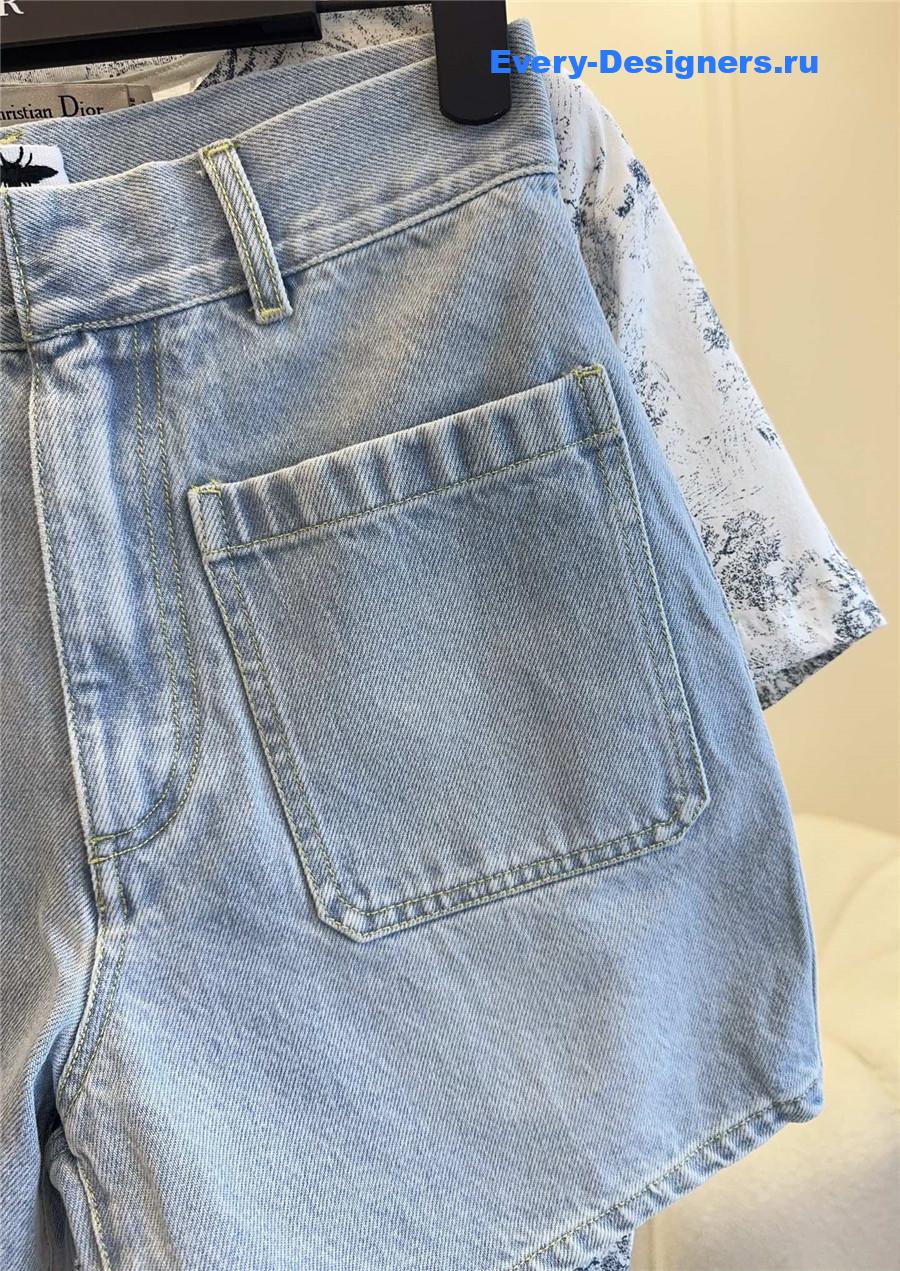 D10r printed denim shorts