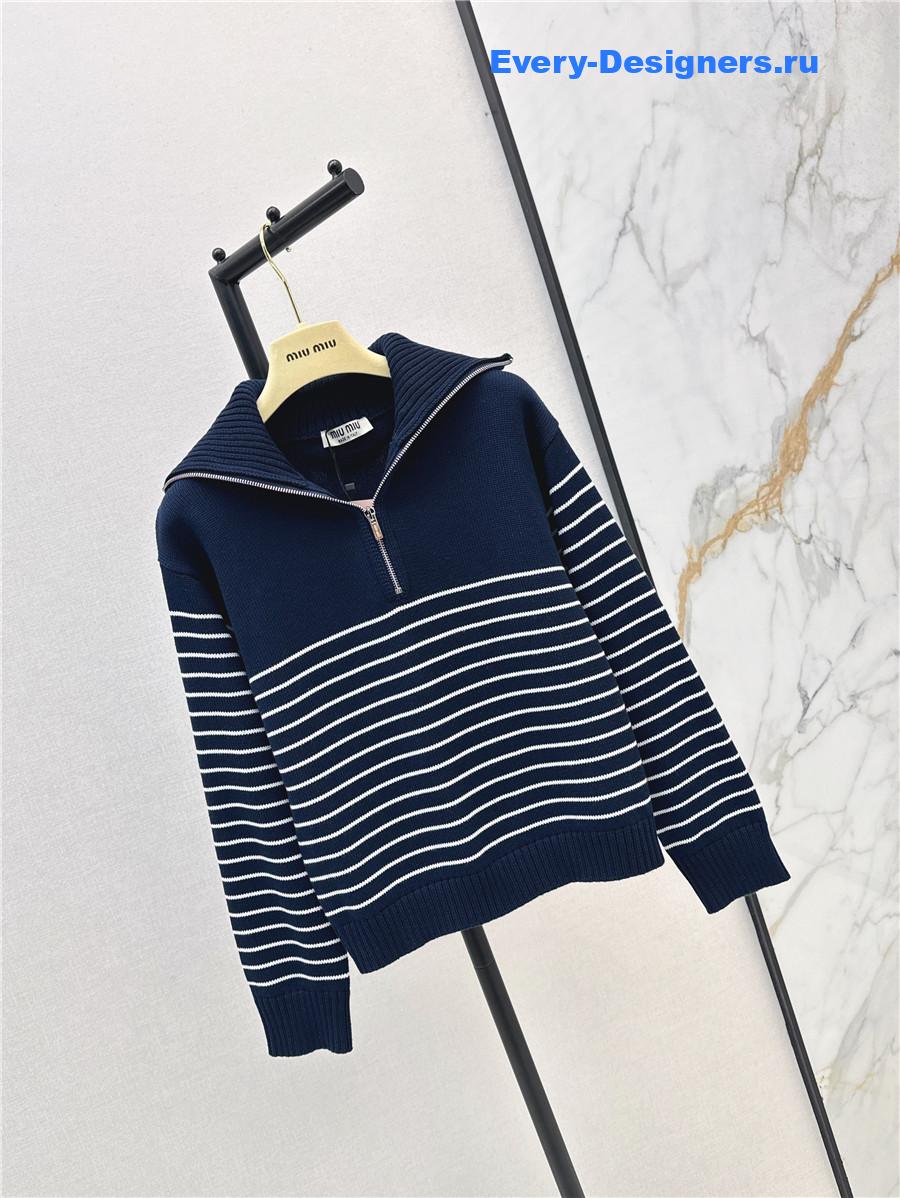 Miu Miu blue white cashmere sweater