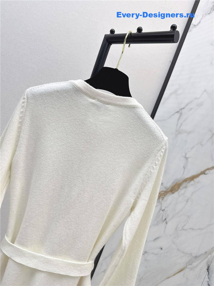 Ch**el coco white belt knit cardigan
