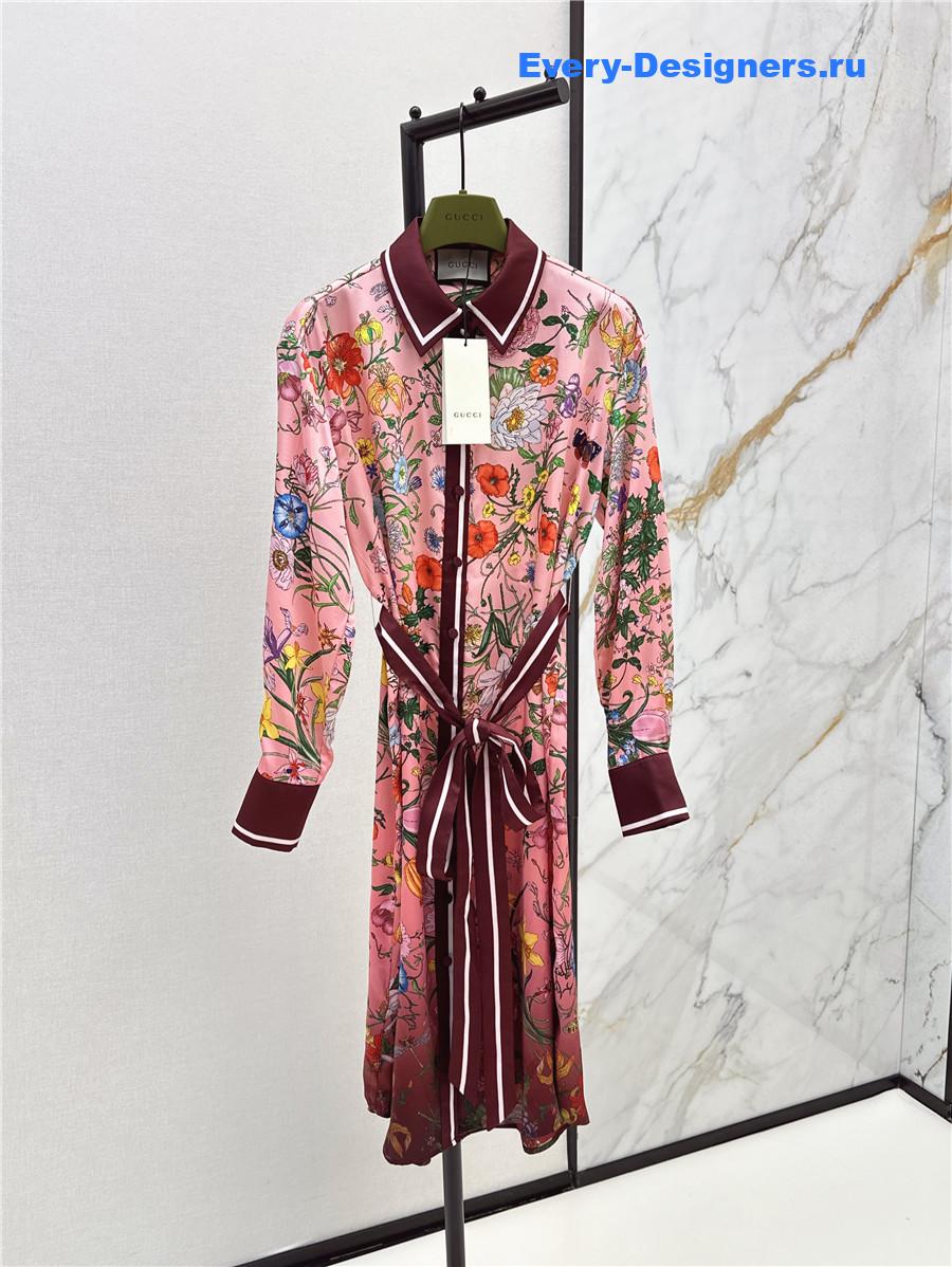 Gvc*1 gradient flora silk shirt dress