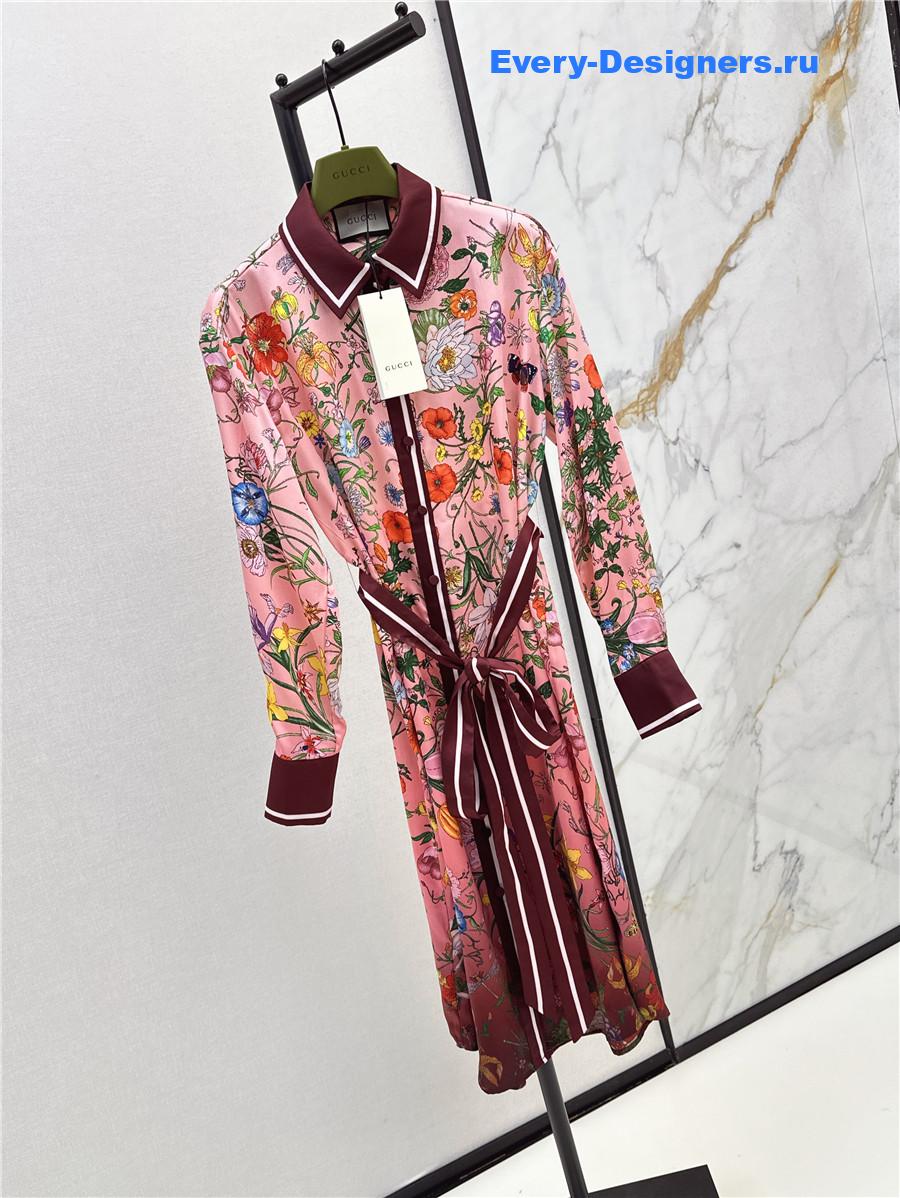 Gvc*1 gradient flora silk shirt dress