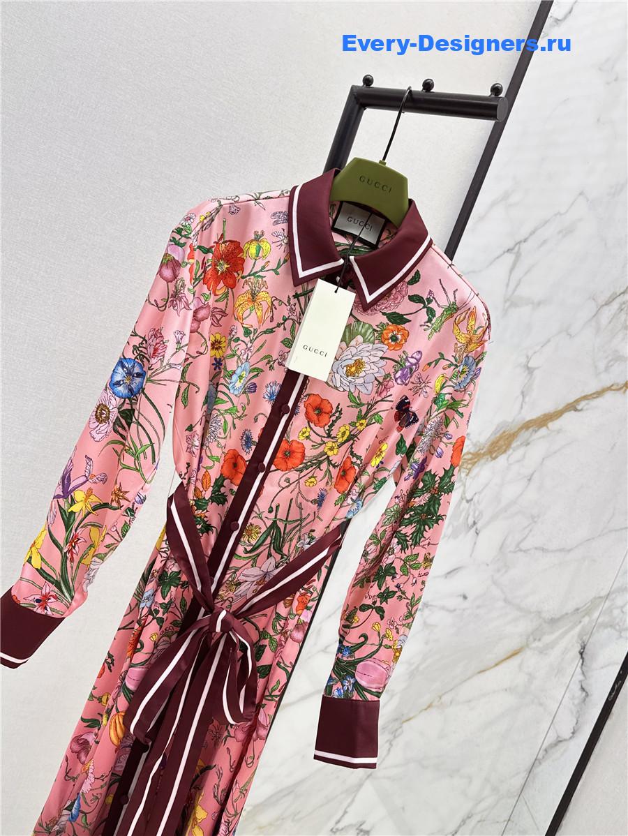 Gvc*1 gradient flora silk shirt dress