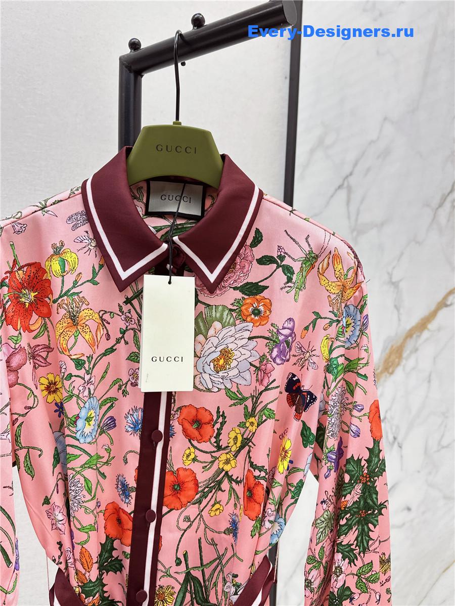 Gvc*1 gradient flora silk shirt dress