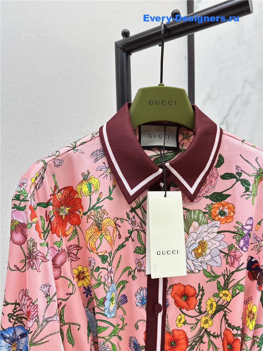 Gvc*1 gradient flora silk shirt dress