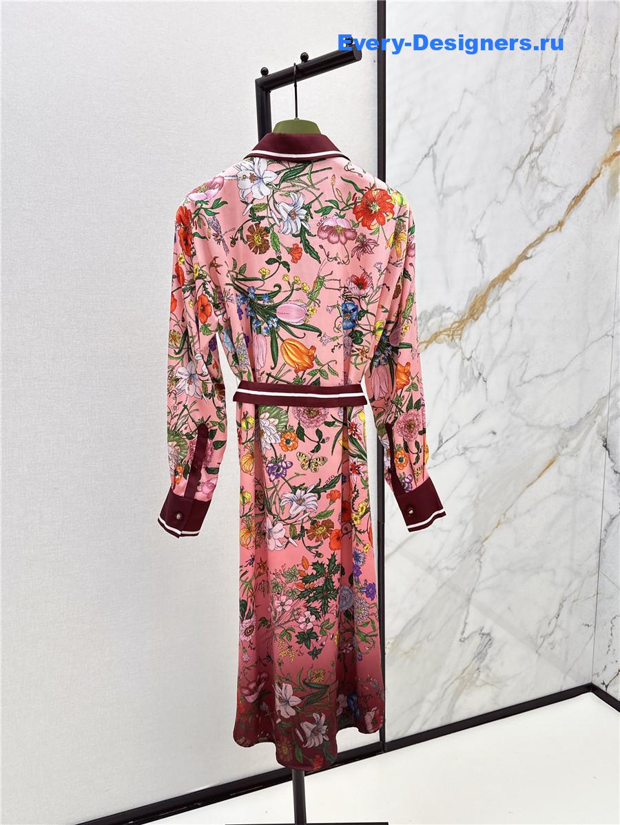 Gvc*1 gradient flora silk shirt dress