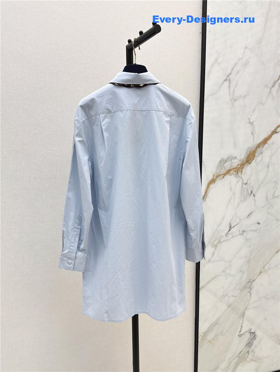 l0vis Vvtt0n blue monogram scarf shirt dress