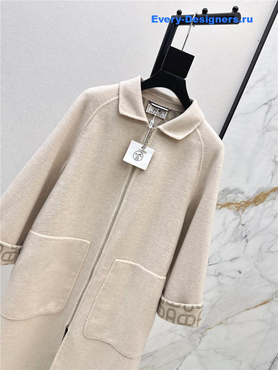 H**me5 beige double cashmere long coat
