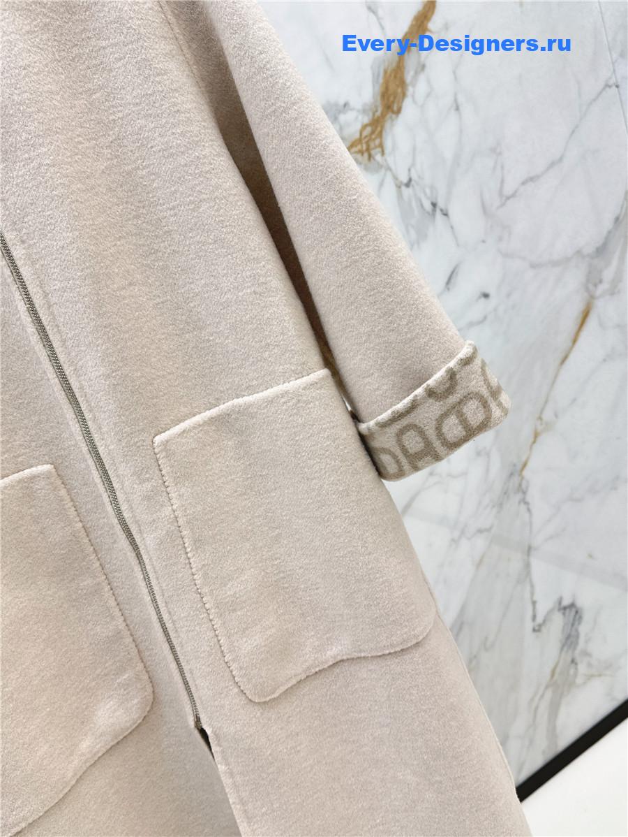 H**me5 beige double cashmere long coat