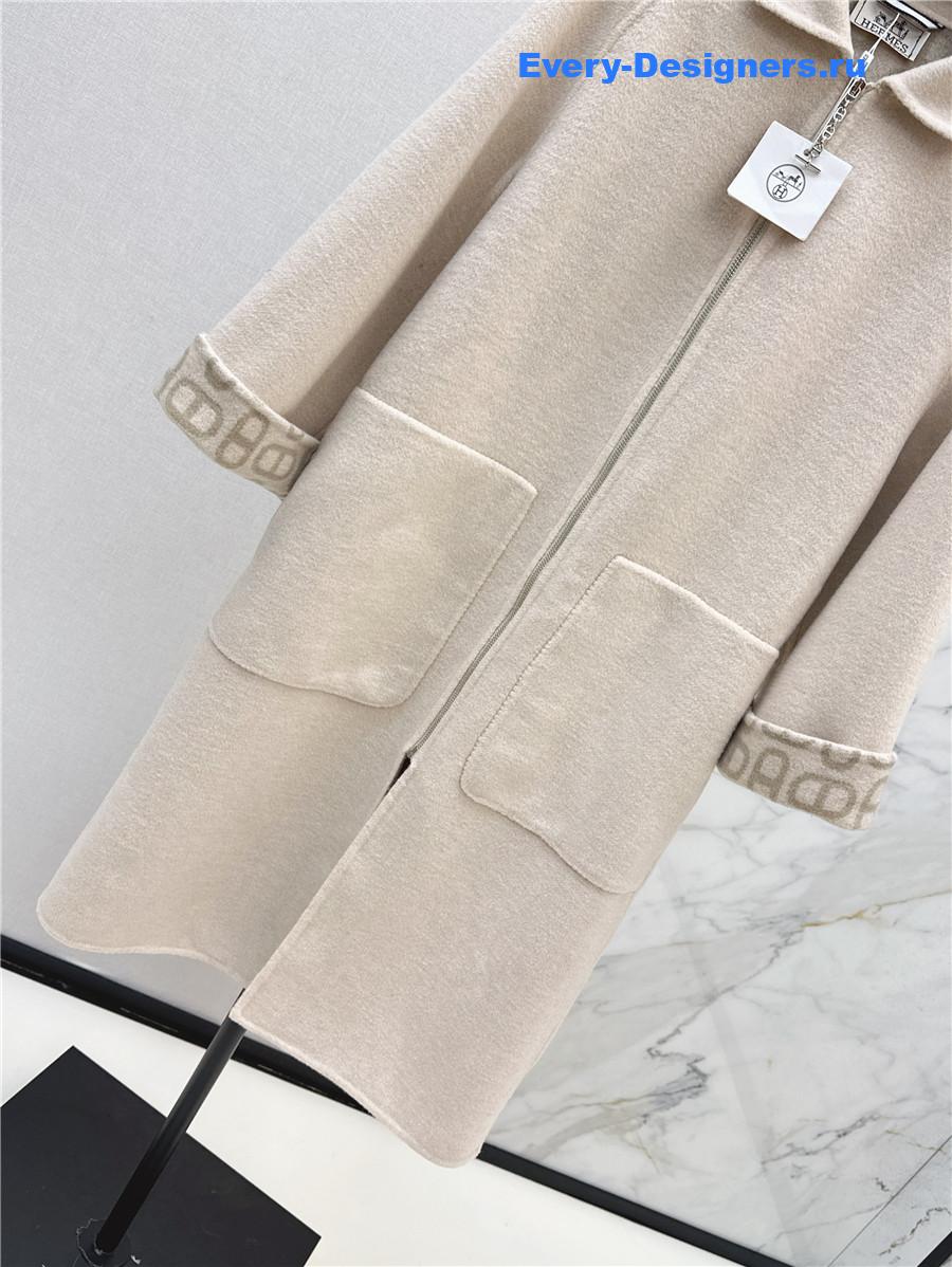 H**me5 beige double cashmere long coat