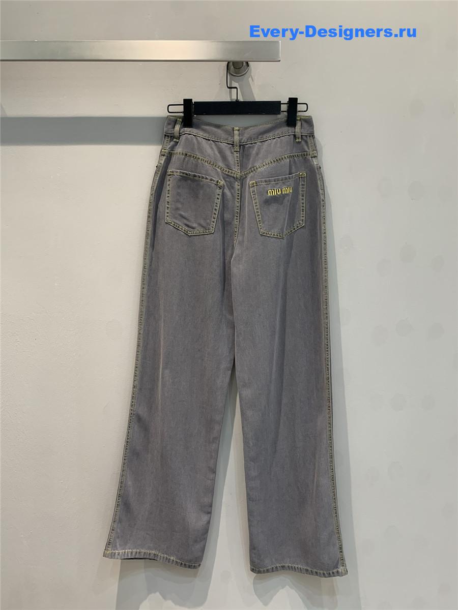 Miu Miu Grey Wide-Leg Jeans