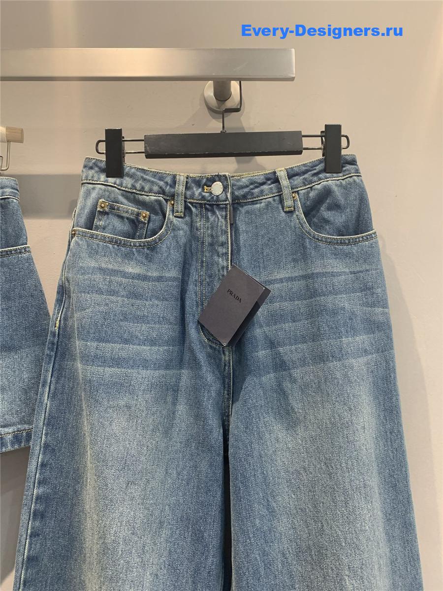 Pra*a blue high waist straight jeans