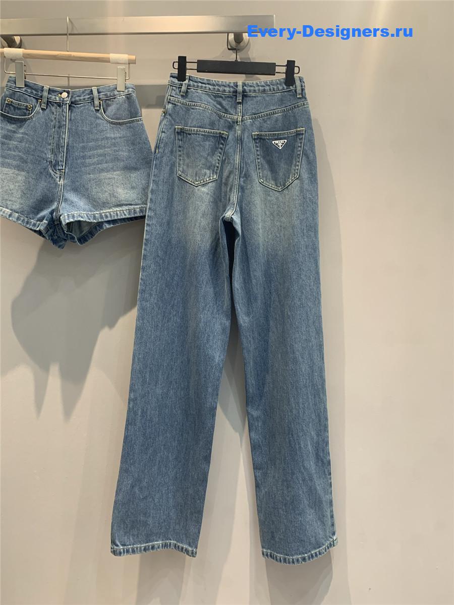 Pra*a blue high waist straight jeans