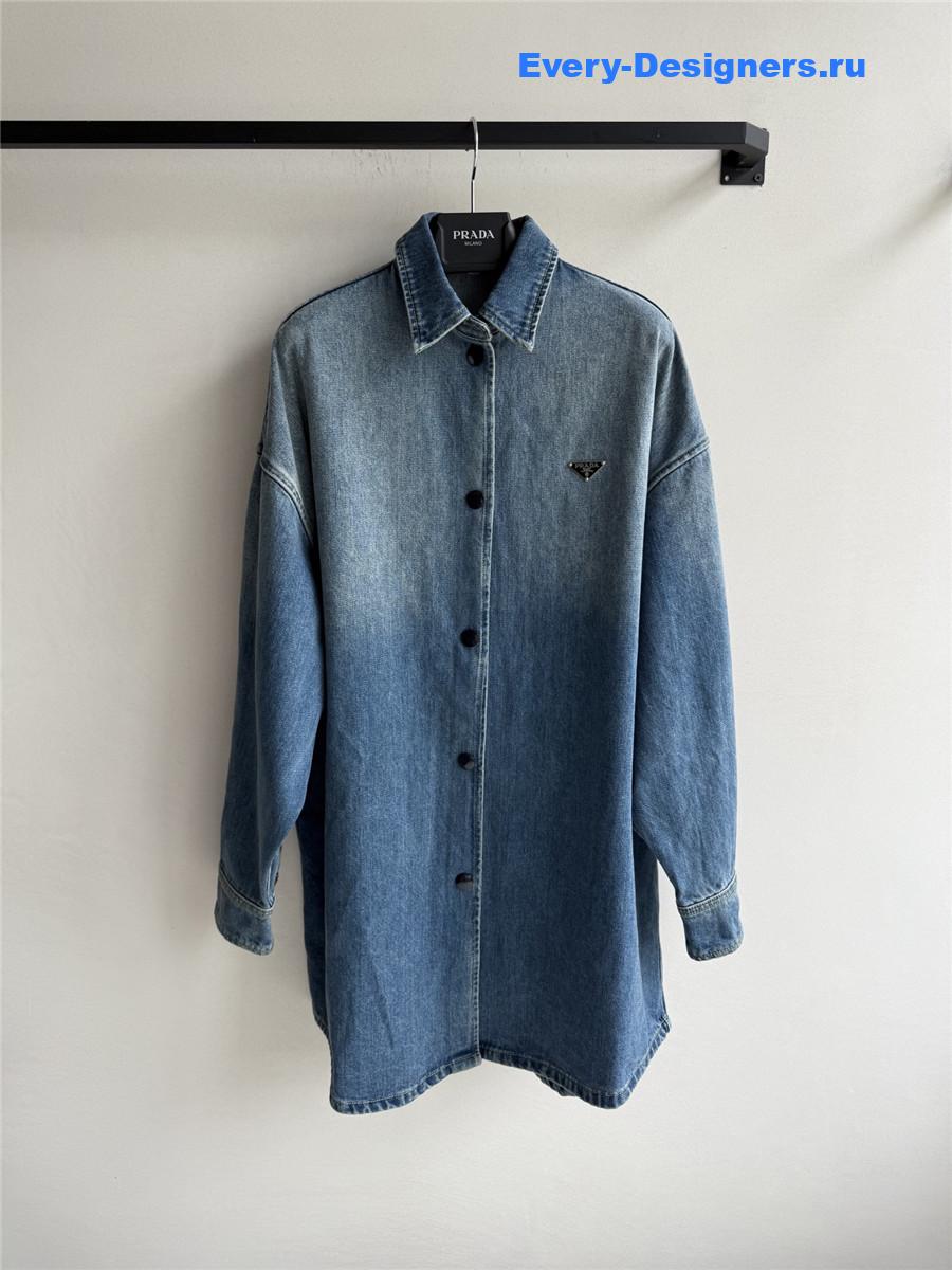 Pra*a oversize blue denim shirt