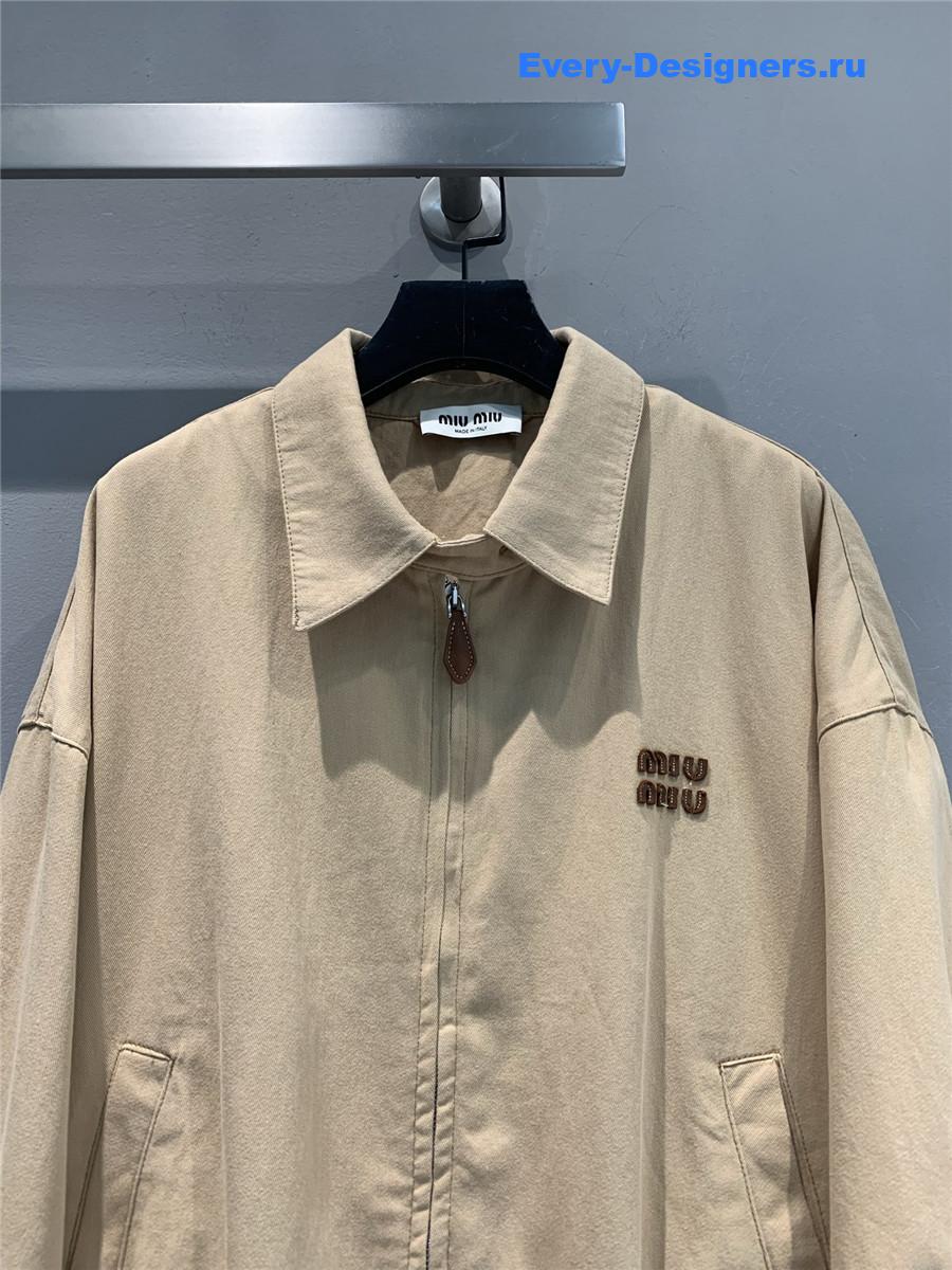 Miu Miu Denim Blouson Jacket Beige