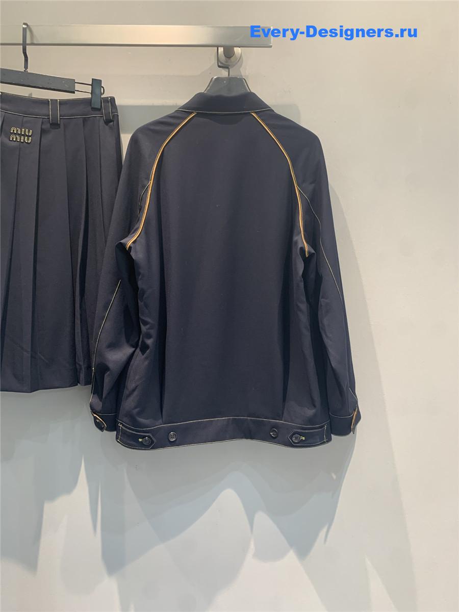 Miu Miu Sapphire Denim & Leather Blouson