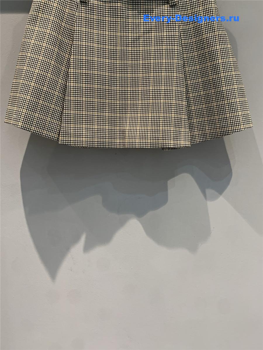 Miu Miu Cocoa Brown Checked Miniskirt