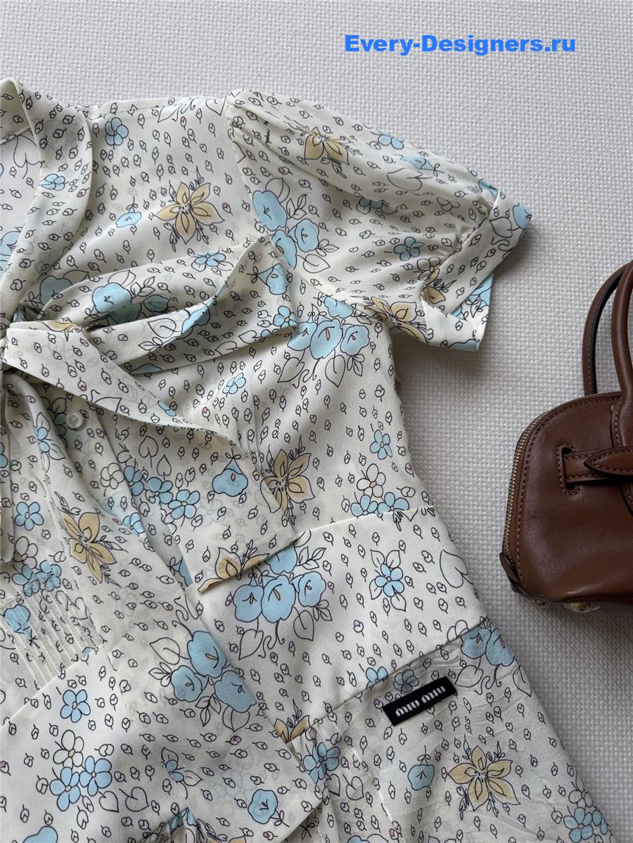 Miu Miu White Crêpe de Chine Dress