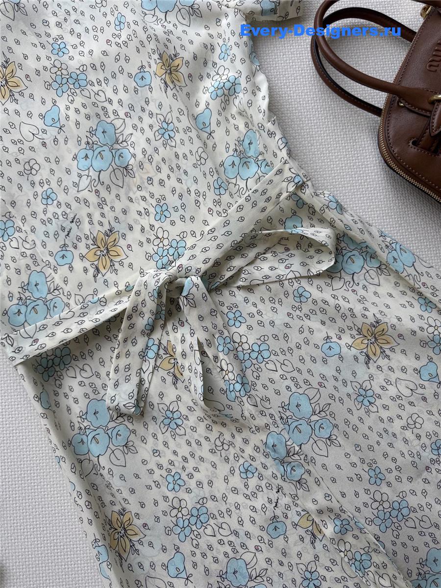 Miu Miu White Crêpe de Chine Dress