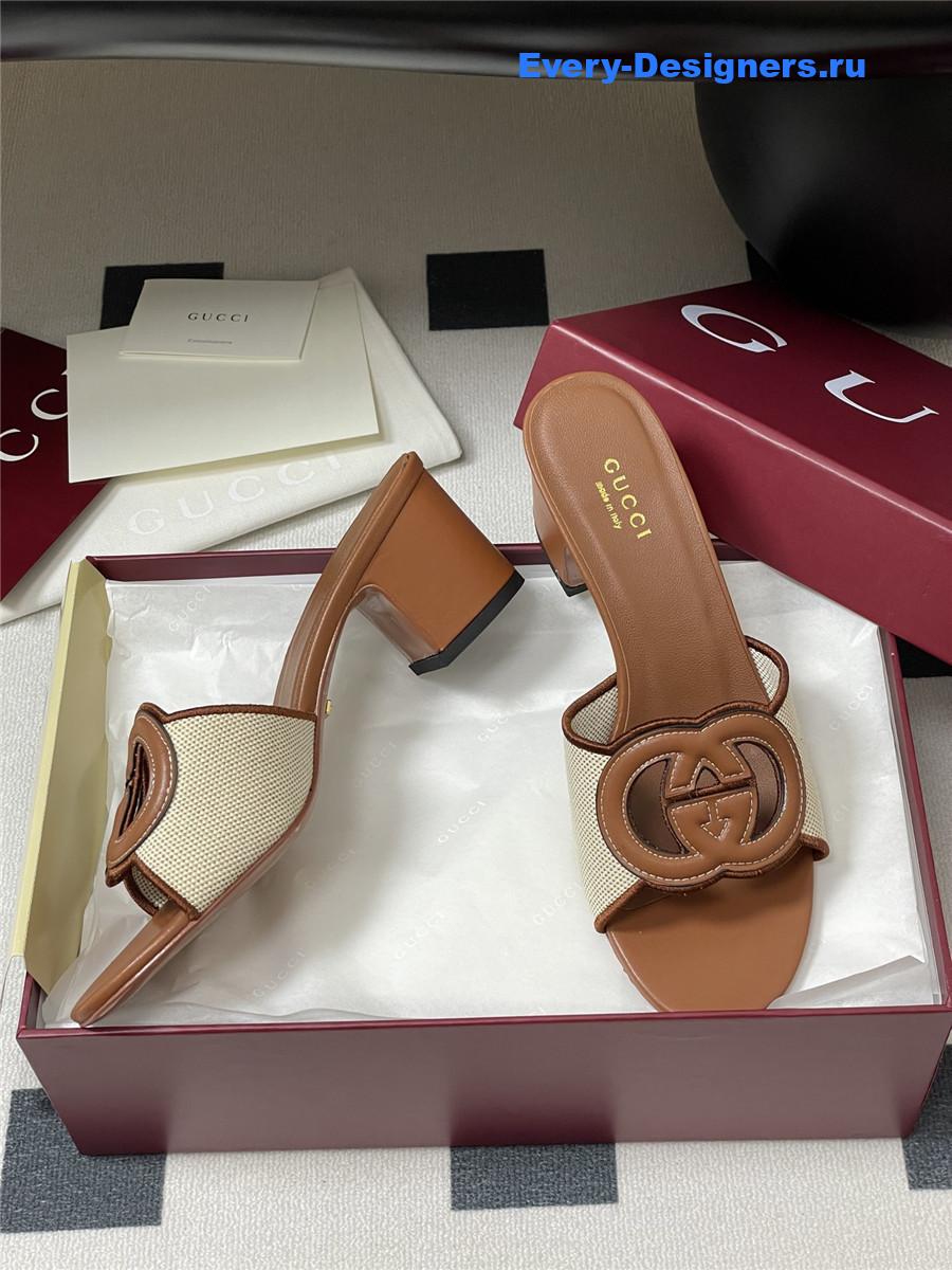 Gvc*1 interlocking g brown mules