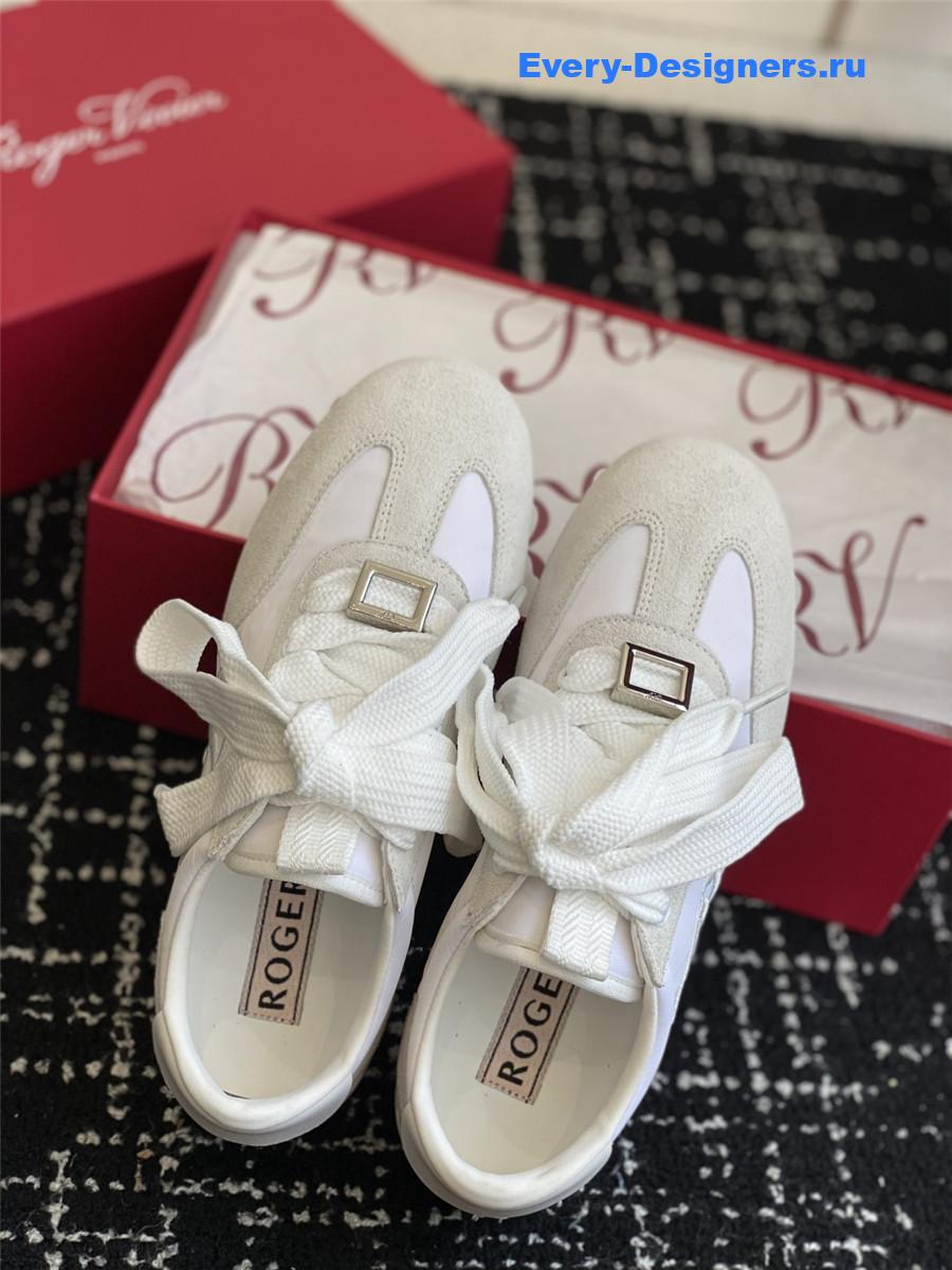 Roger Vivier Viv’ Low White Suede Sneakers