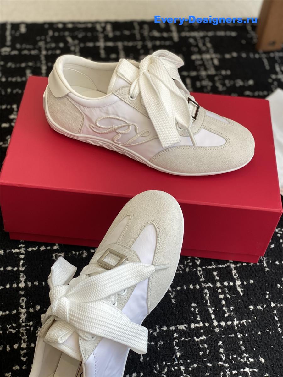 Roger Vivier Viv’ Low White Suede Sneakers