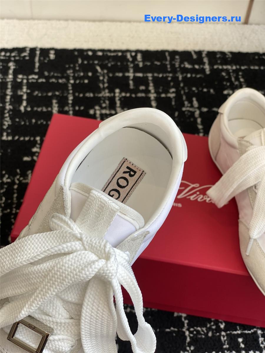 Roger Vivier Viv’ Low White Suede Sneakers