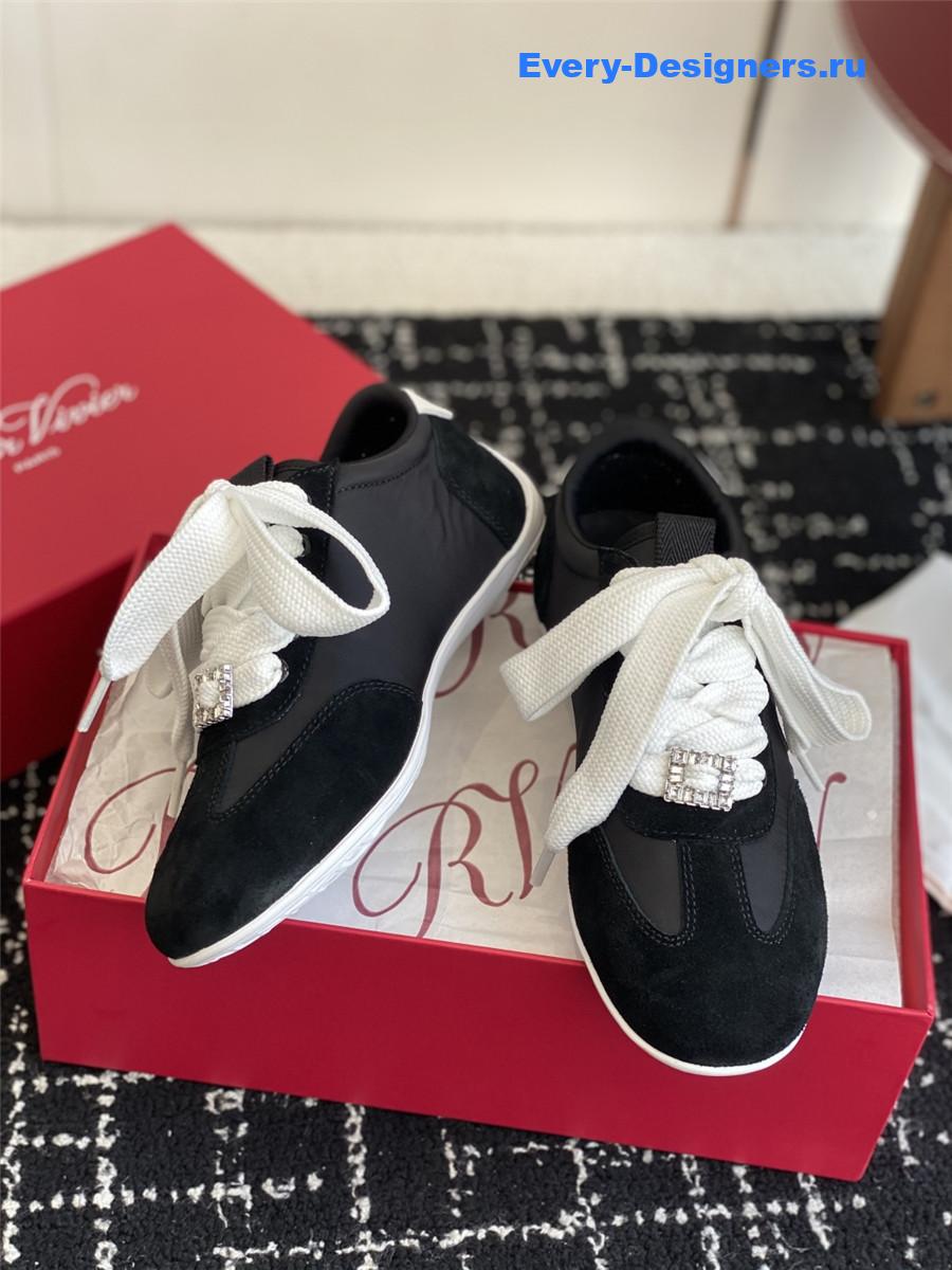Roger Vivier Viv’ Low Black Suede Sneakers