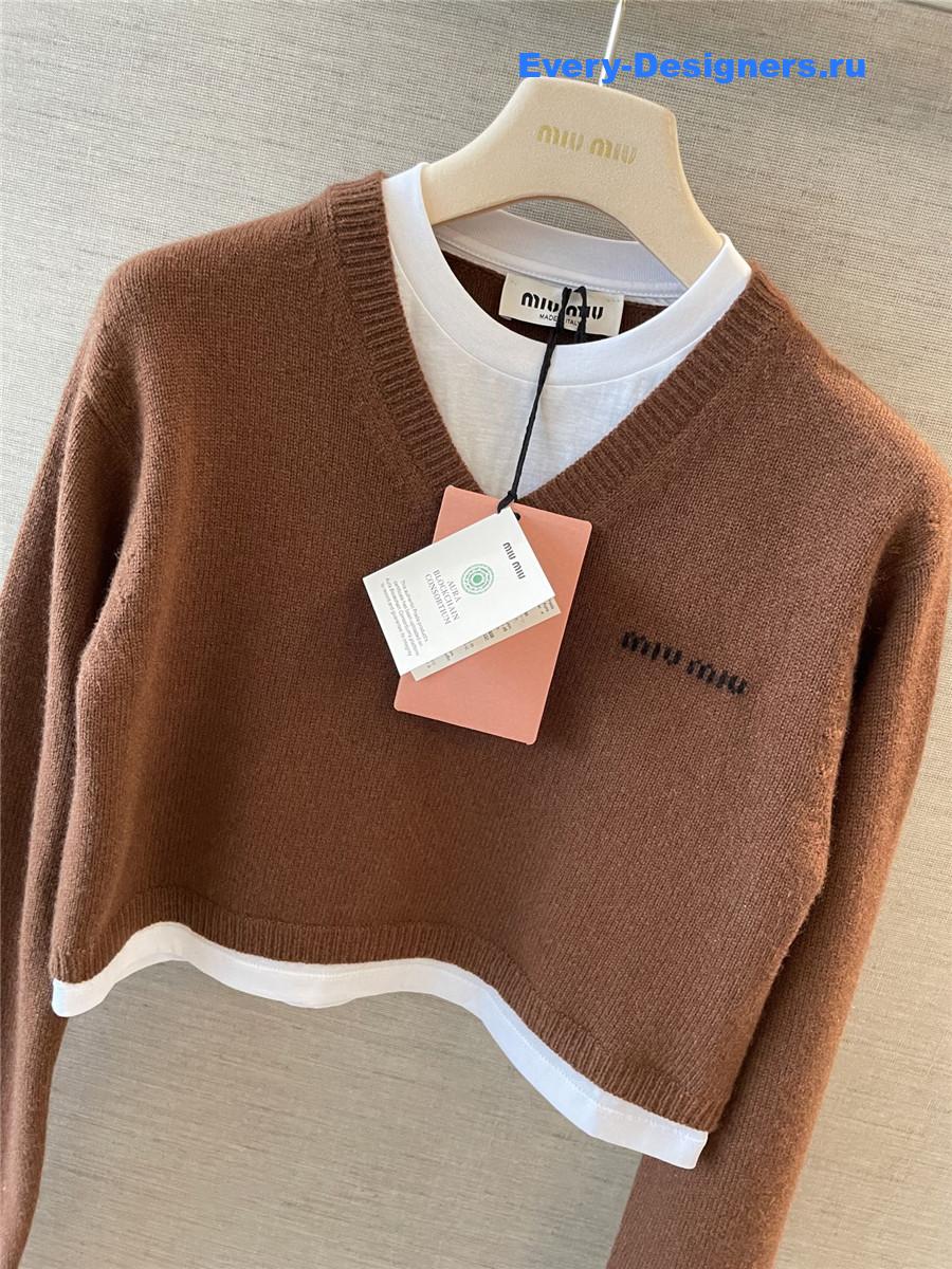 Miu Miu V-Neck Cashmere Crop Sweater