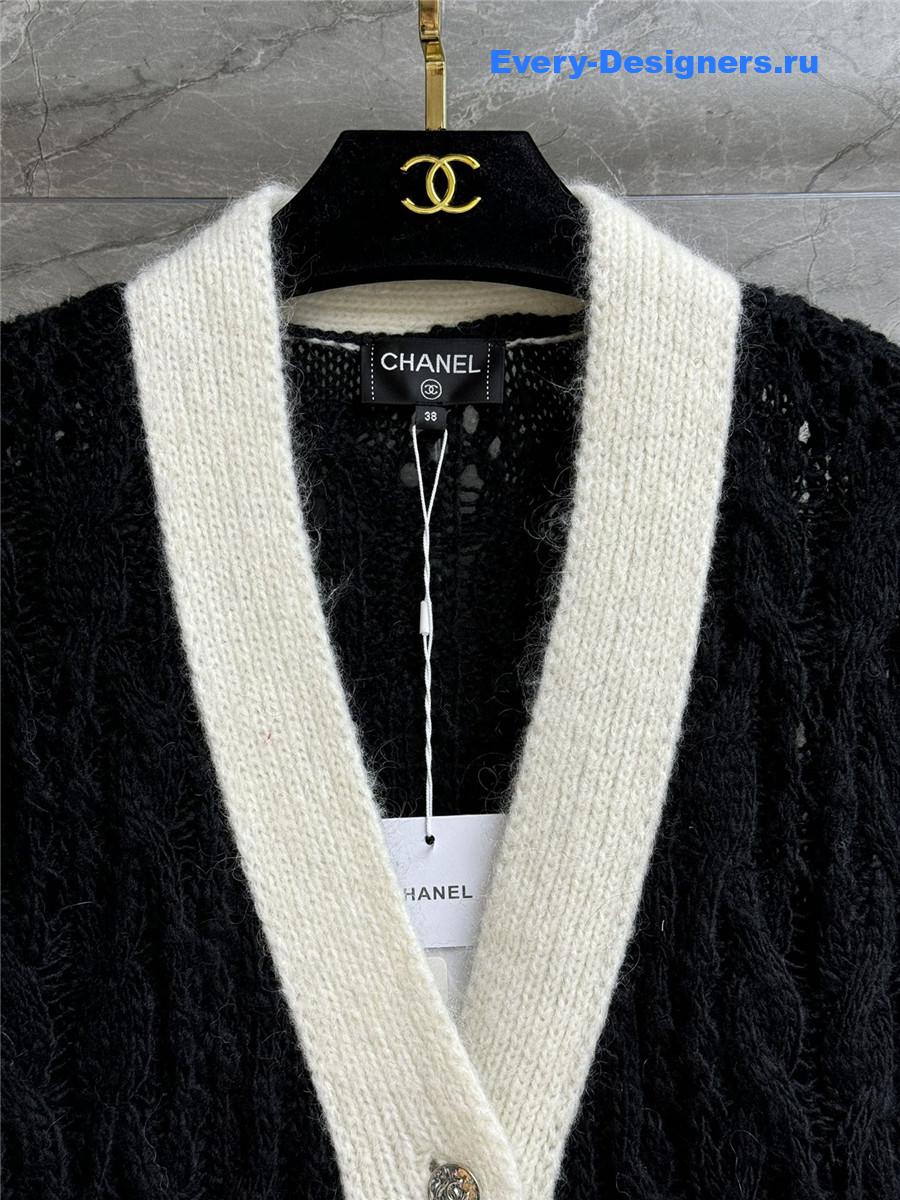Ch**el black & white hollow cardigan