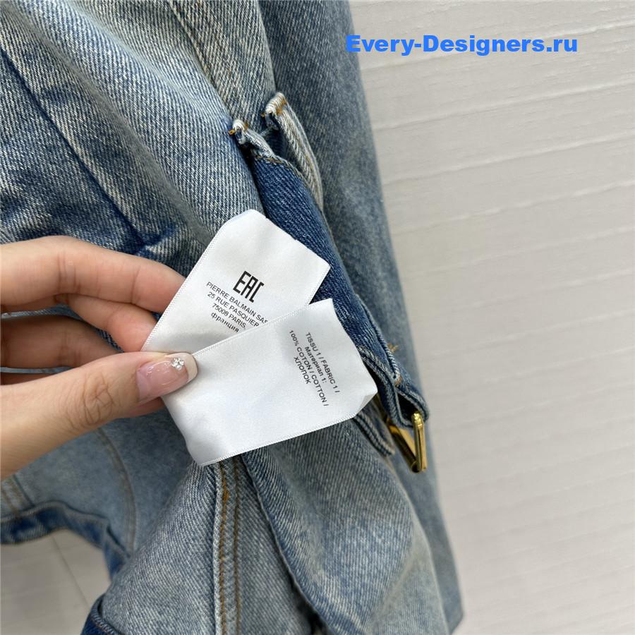 Balmain Belted Denim Jacket in Blue