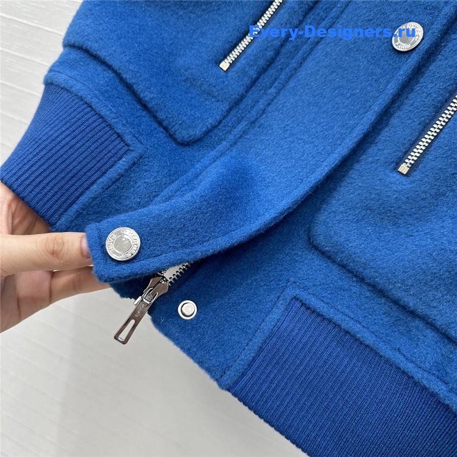 H**me5 blue sleeveless bomber jacket