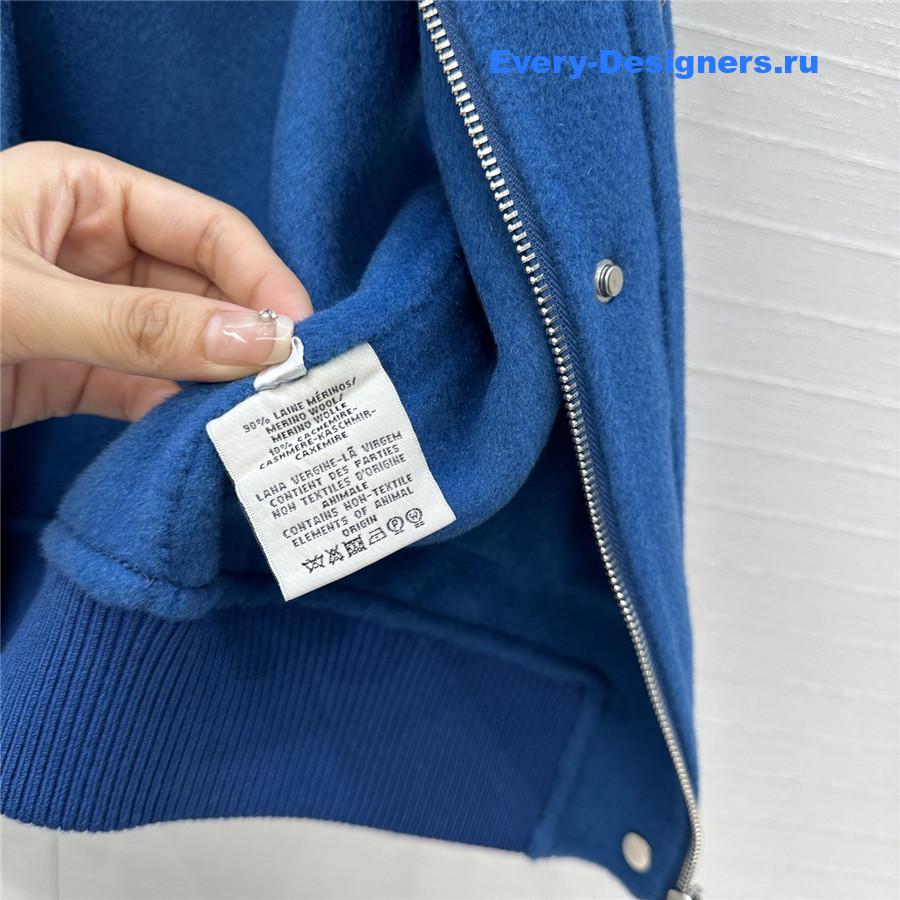 H**me5 blue sleeveless bomber jacket