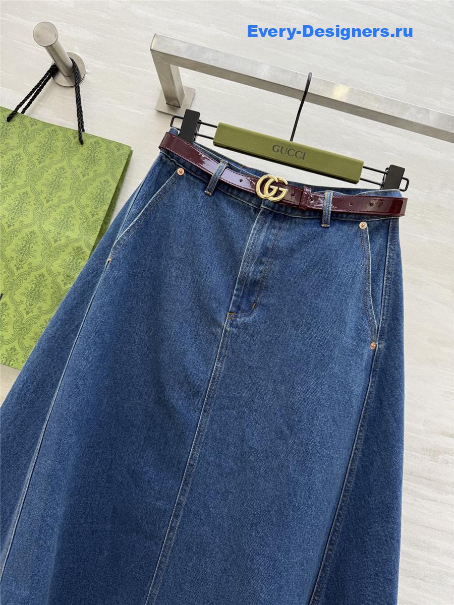 Gvc*1 blue denim flare skirt