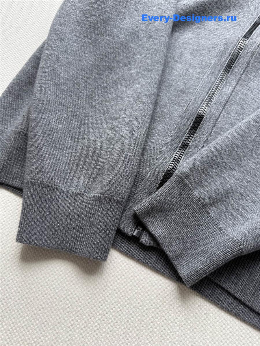 D10r gray embroidered hooded cardigan