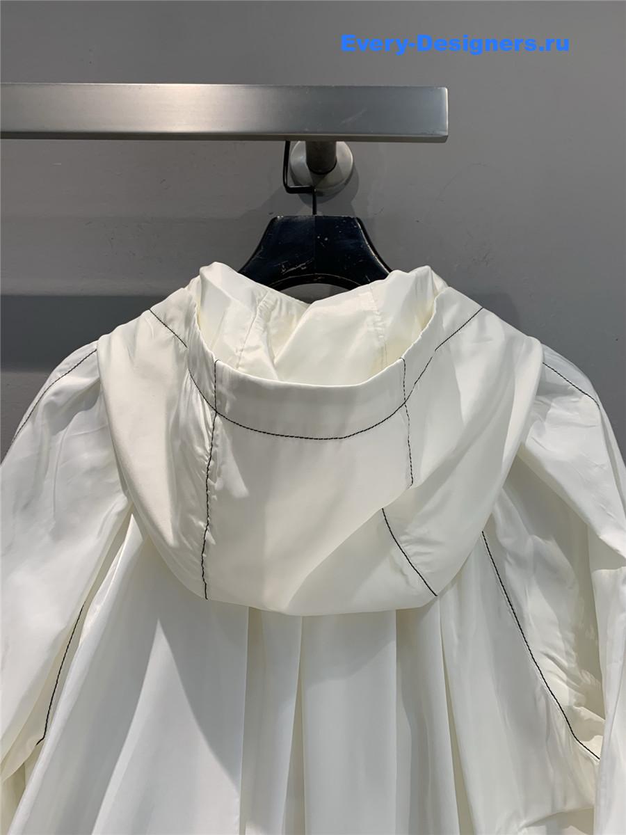 Ch**el cream white ribbon hooded jacket