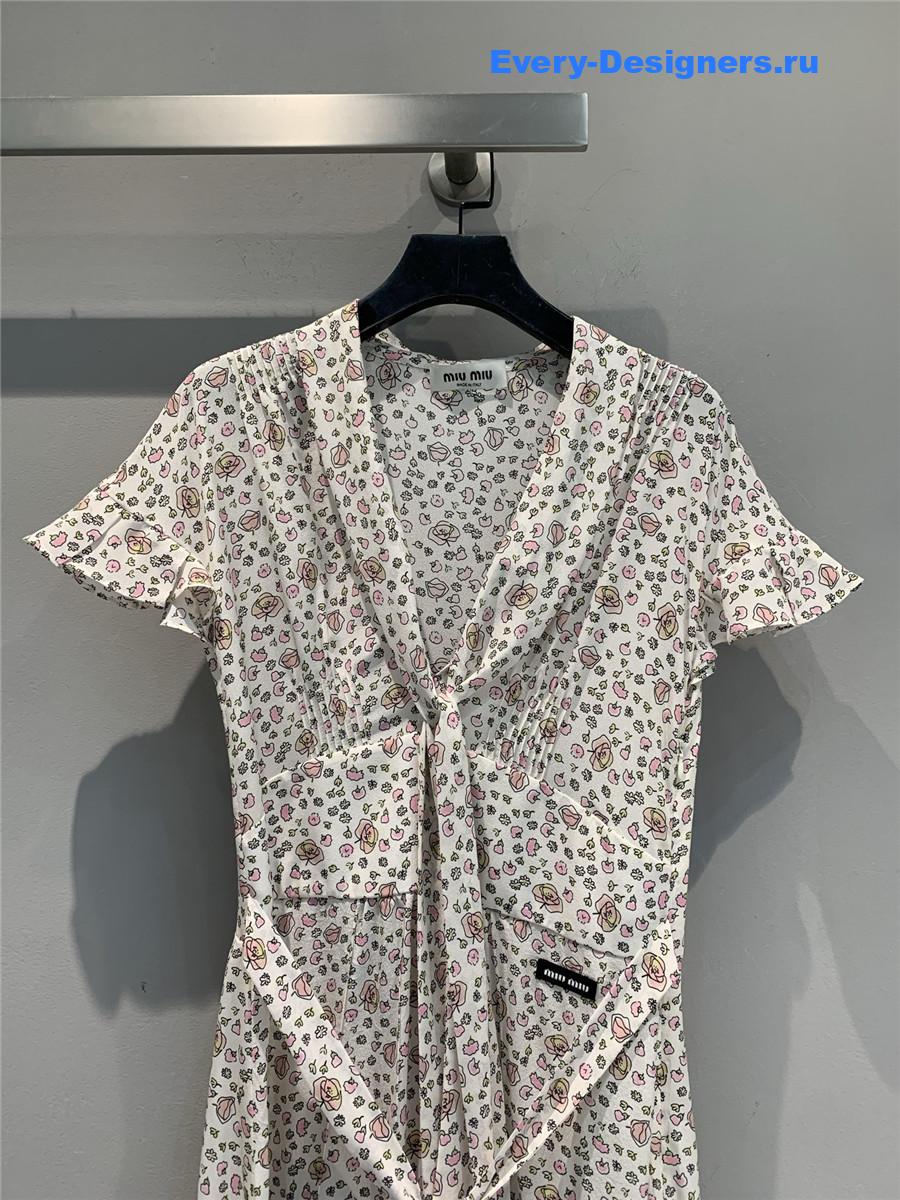 Miu Miu Crêpe de Chine Long Dress