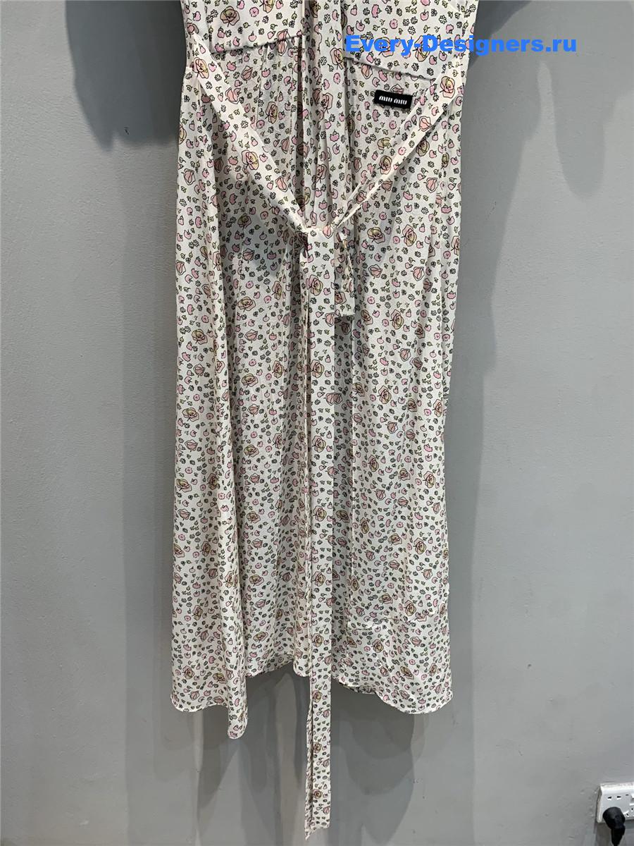 Miu Miu Crêpe de Chine Long Dress