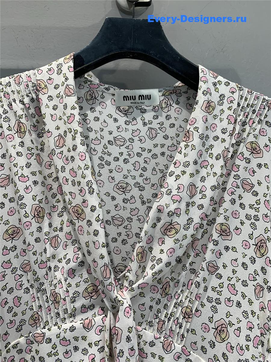 Miu Miu Crêpe de Chine Long Dress