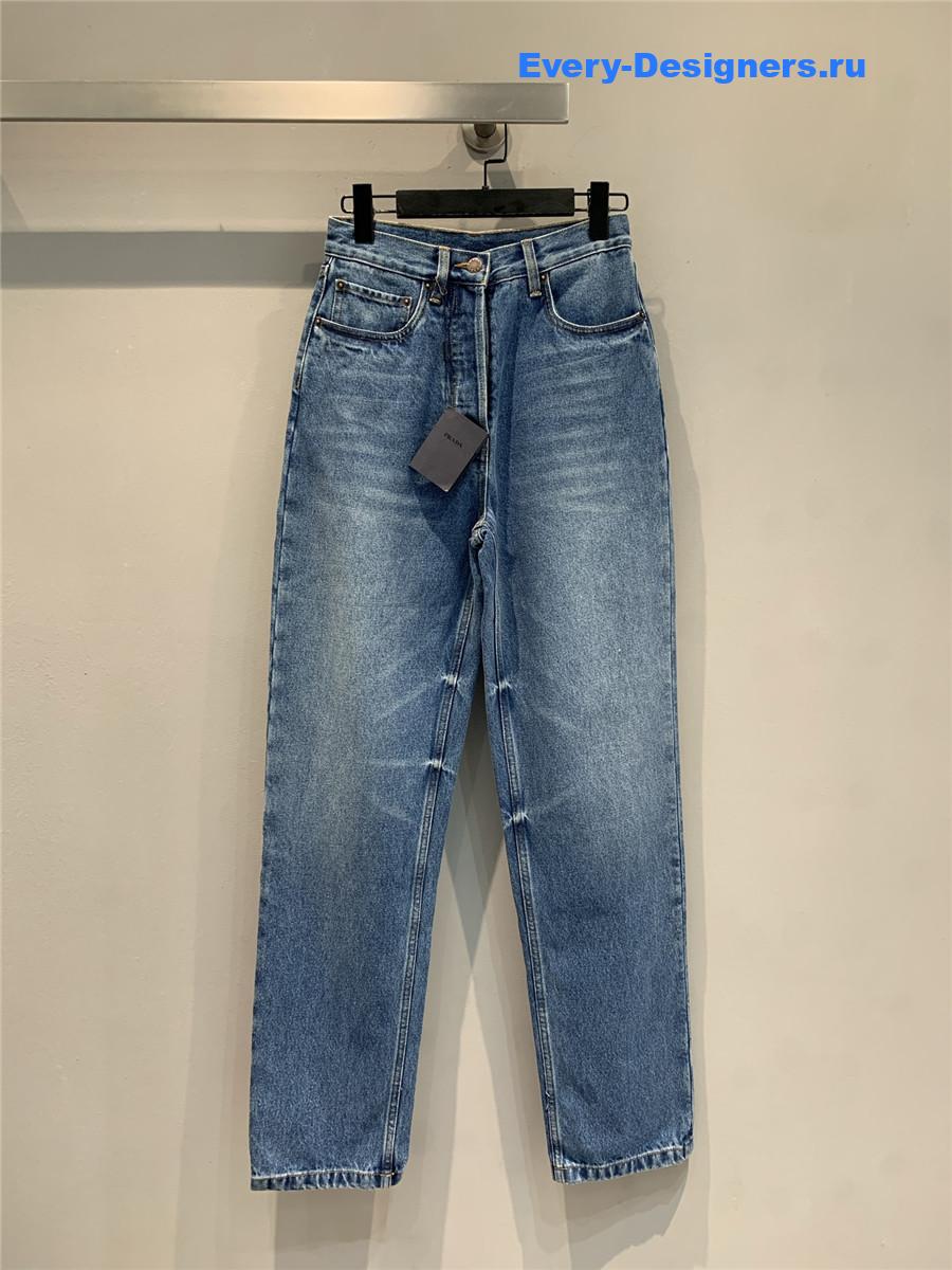 Pra*a high straight leg jeans in mid blue
